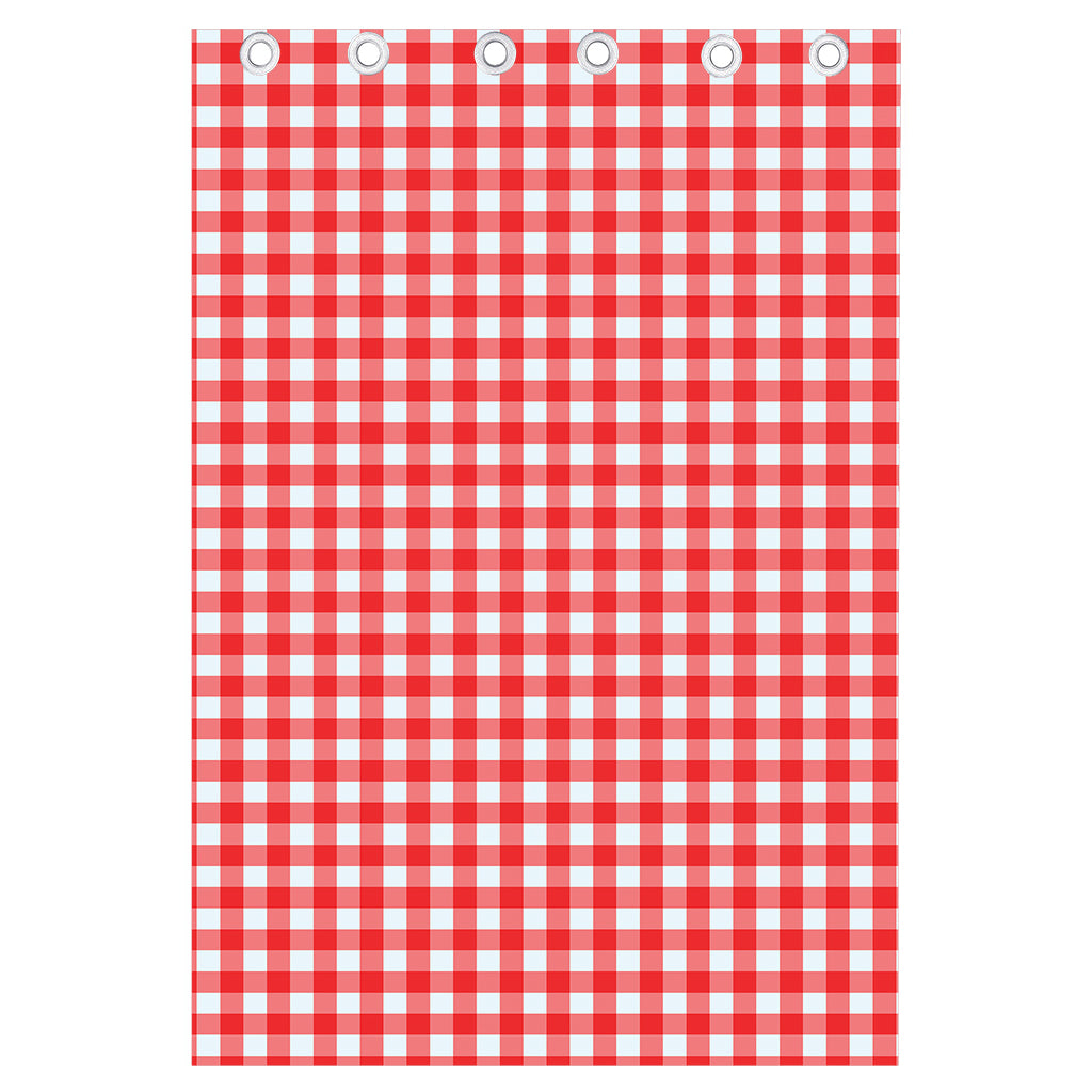 Red And White Check Pattern Print Curtain
