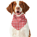 Red And White Check Pattern Print Dog Bandana