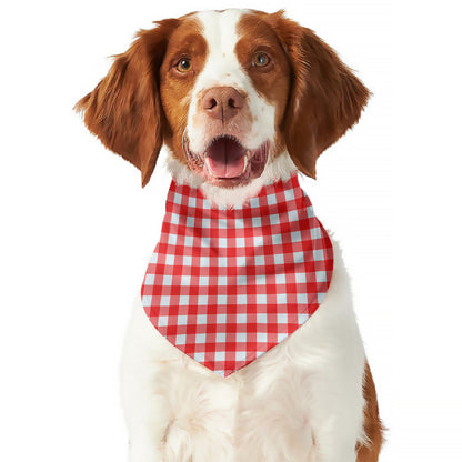 Red And White Check Pattern Print Dog Bandana