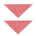 Red And White Check Pattern Print Dog Bandana