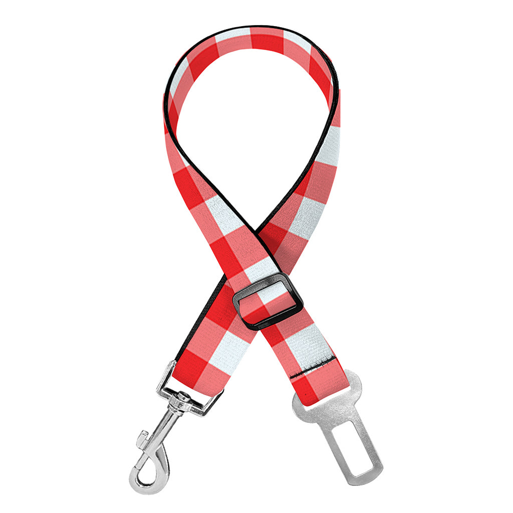 Red And White Check Pattern Print Dog Seat Belt