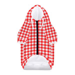 Red And White Check Pattern Print Dog Zip Up Hoodie