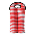 Red And White Check Pattern Print Double Neoprene Wine Tote