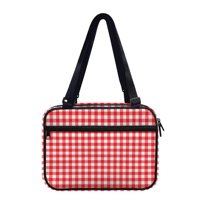Red And White Check Pattern Print Double Strap Bible Bag