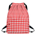 Red And White Check Pattern Print Drawstring Backpack