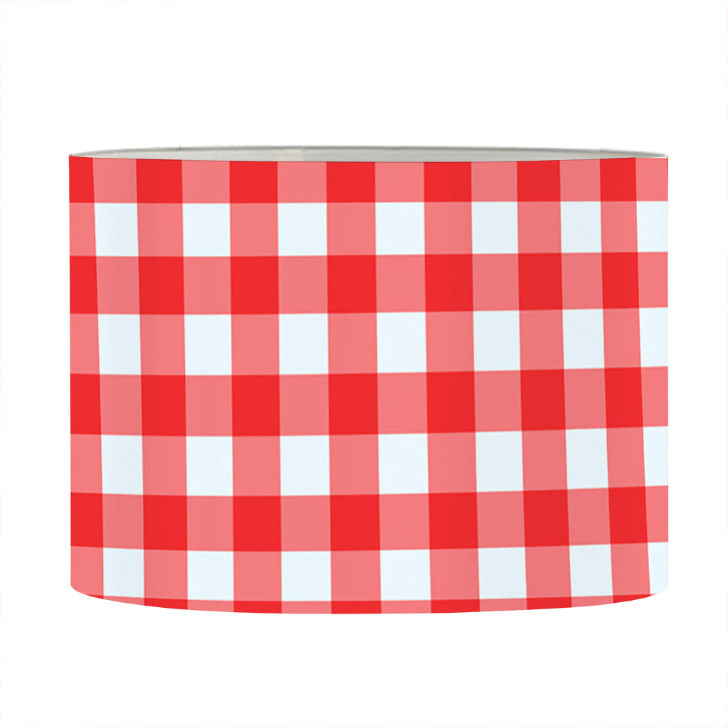 Red And White Check Pattern Print Drum Lamp Shade