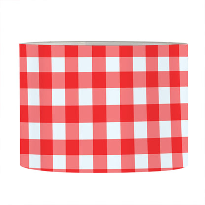 Red And White Check Pattern Print Drum Lamp Shade