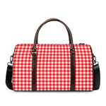 Red And White Check Pattern Print Duffle Bag