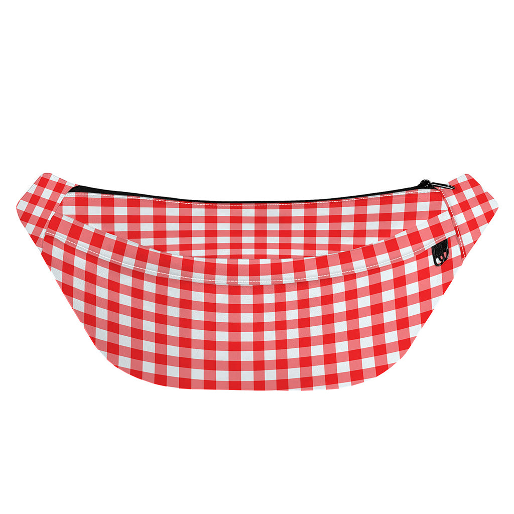 Red And White Check Pattern Print Fanny Pack