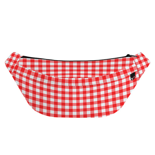 Red And White Check Pattern Print Fanny Pack