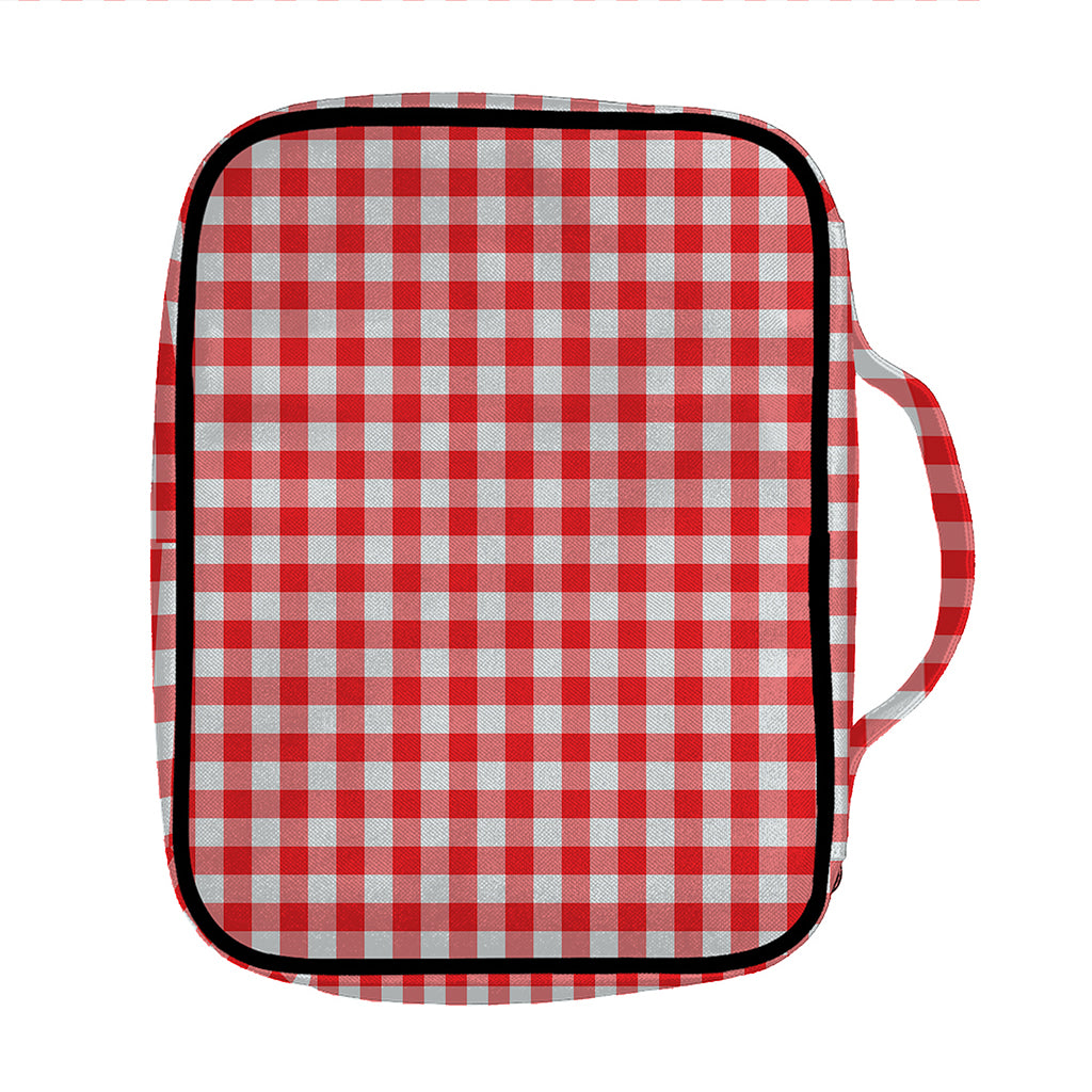 Red And White Check Pattern Print Front Pocket Bible Bag
