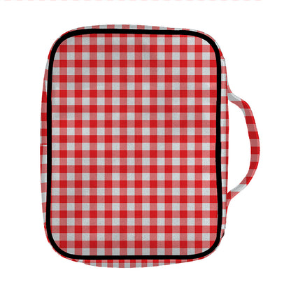 Red And White Check Pattern Print Front Pocket Bible Bag