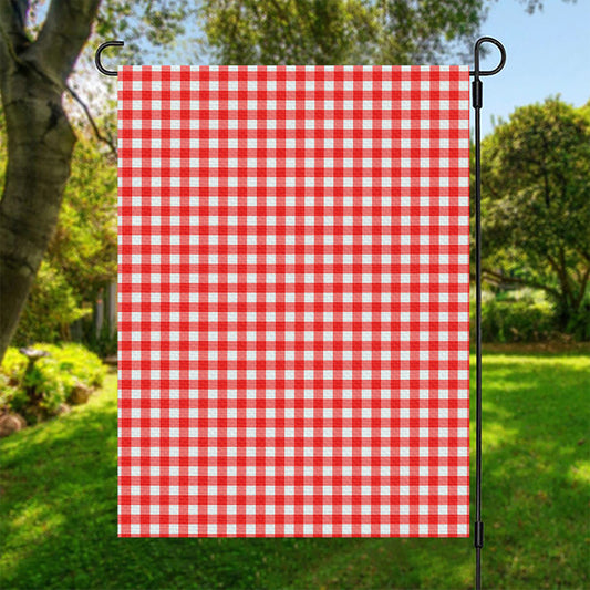Red And White Check Pattern Print Garden Flag