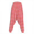 Red And White Check Pattern Print Hammer Pants