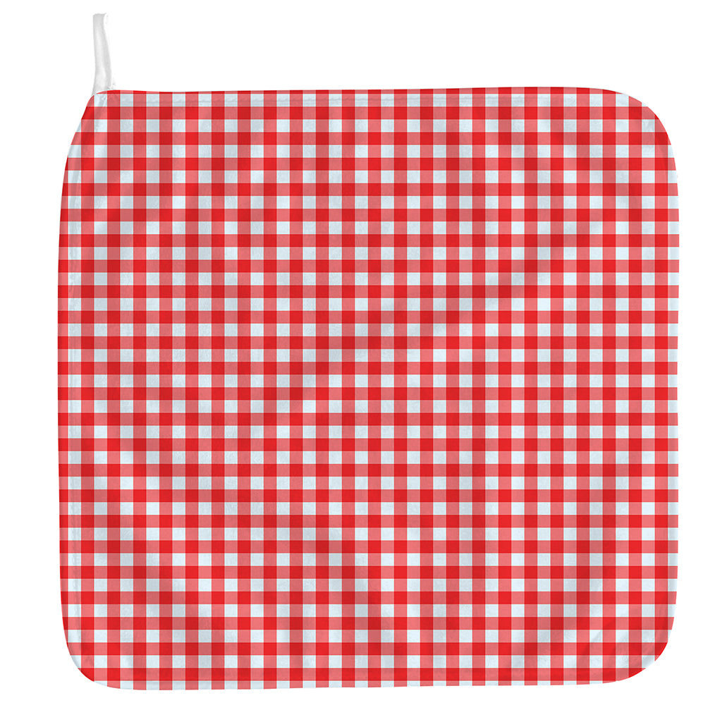 Red And White Check Pattern Print Hand Towel