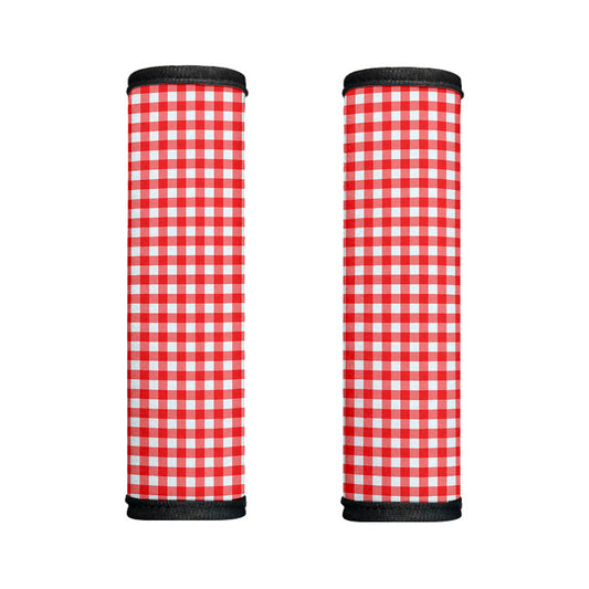 Red And White Check Pattern Print Handle Covers