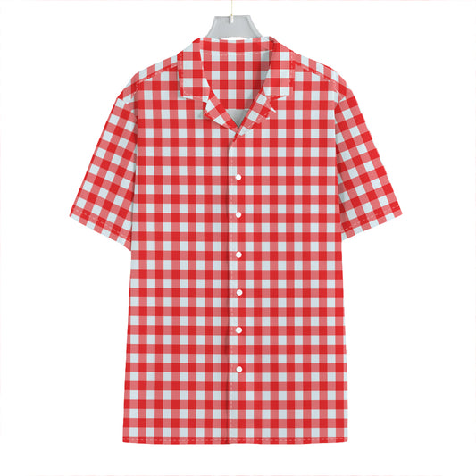 Red And White Check Pattern Print Hawaiian Shirt