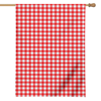 Red And White Check Pattern Print House Flag