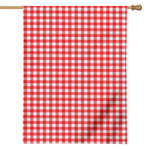 Red And White Check Pattern Print House Flag