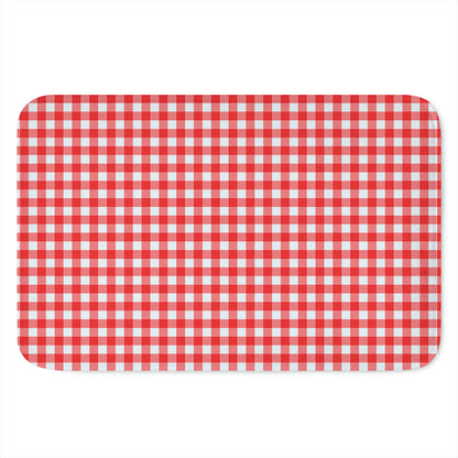 Red And White Check Pattern Print Indoor Door Mat