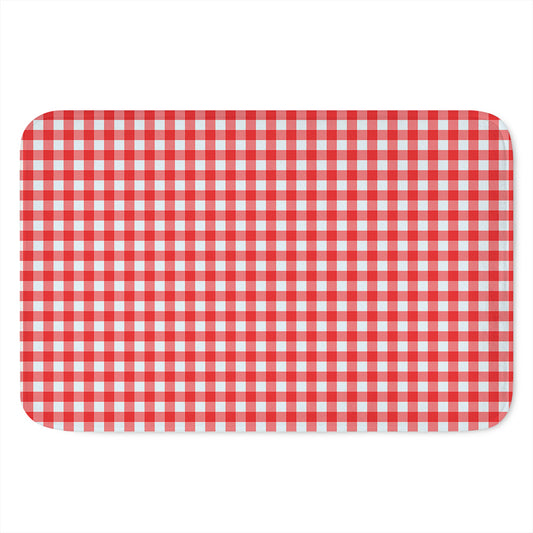 Red And White Check Pattern Print Indoor Door Mat