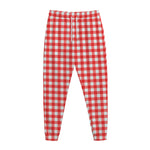 Red And White Check Pattern Print Jogger Pants