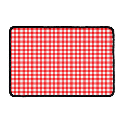 Red And White Check Pattern Print Kitchen Mat
