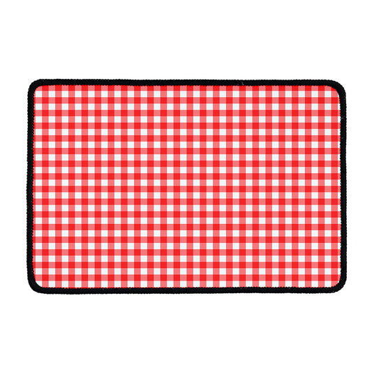 Red And White Check Pattern Print Kitchen Mat