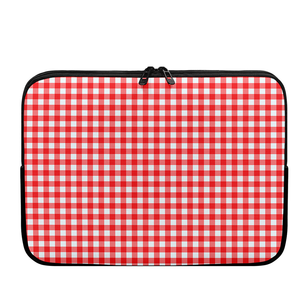 Red And White Check Pattern Print Laptop Sleeve