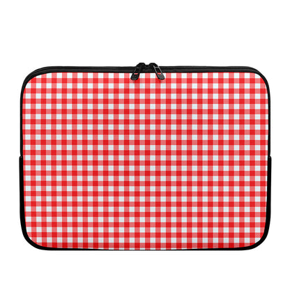Red And White Check Pattern Print Laptop Sleeve