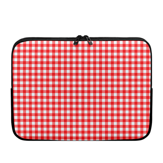 Red And White Check Pattern Print Laptop Sleeve