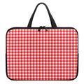 Red And White Check Pattern Print Laptop Sleeve With Handle