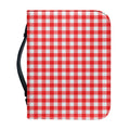 Red And White Check Pattern Print Leather Bible Cover
