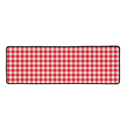 Red And White Check Pattern Print Long Kitchen Mat