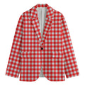 Red And White Check Pattern Print Men's Blazer