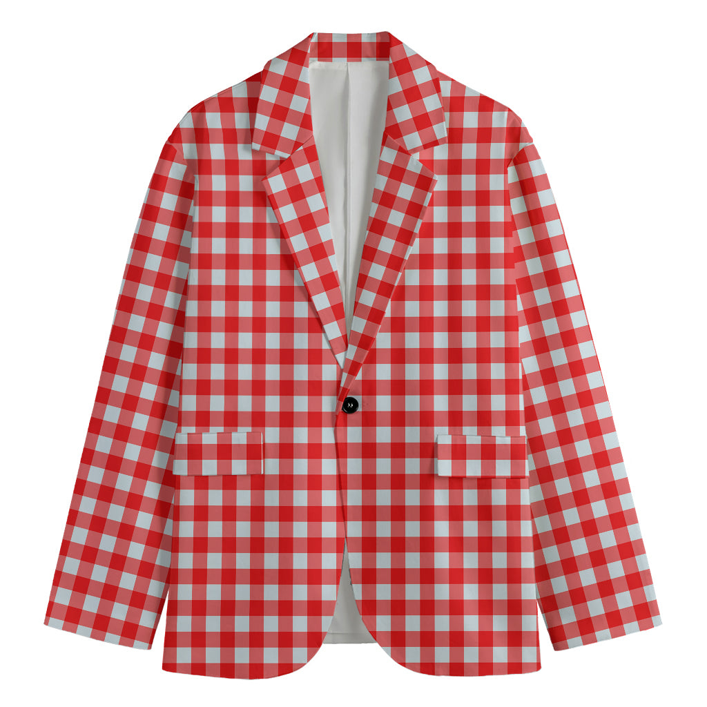 Red And White Check Pattern Print Men's Blazer