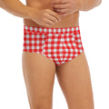 Red And White Check Pattern Print Men's Briefs