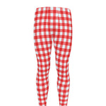 Red And White Check Pattern Print Men's leggings