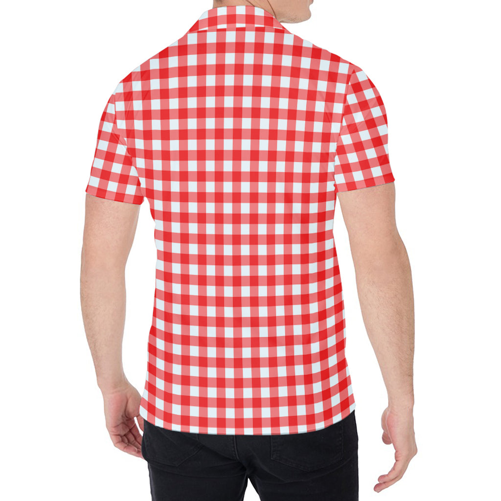 Red And White Check Pattern Print Men's Shirt
