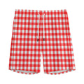 Red And White Check Pattern Print Men's Athletic Shorts