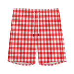 Red And White Check Pattern Print Men's Sports Shorts