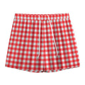 Red And White Check Pattern Print Mesh Shorts