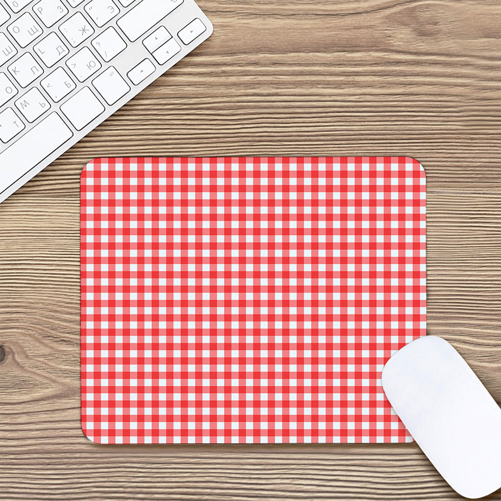 Red And White Check Pattern Print Mouse Pad