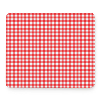Red And White Check Pattern Print Mouse Pad