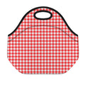 Red And White Check Pattern Print Neoprene Lunch Bag