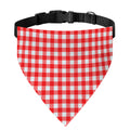 Red And White Check Pattern Print Over The Collar Dog Bandana