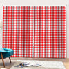 Red And White Check Pattern Print Pencil Pleat Curtains