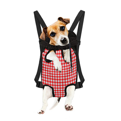 Red And White Check Pattern Print Pet Carrier Backpack