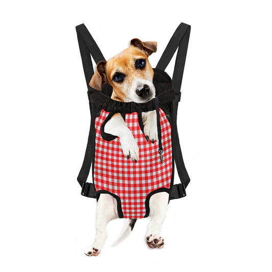 Red And White Check Pattern Print Pet Carrier Backpack
