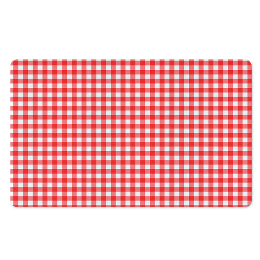 Red And White Check Pattern Print Polyester Doormat